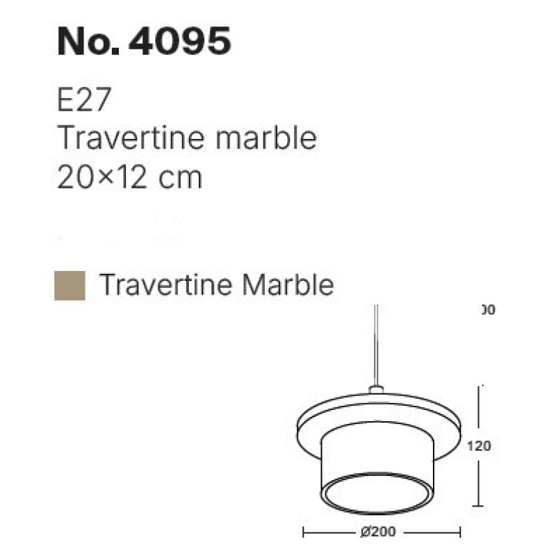InLight Κρεμαστό φωτιστικό γκρι από travertine marble 1XΕ27 D:20 x 12cm (4095)