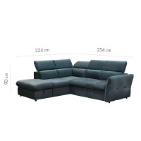 MONSERAT ΚΑΝΑΠΕΣ ΚΡΕΒΑΤΙ ΓΩΝΙΑ ΑΡΙΣΤΕΡΗ PETROL 254x224x90cm