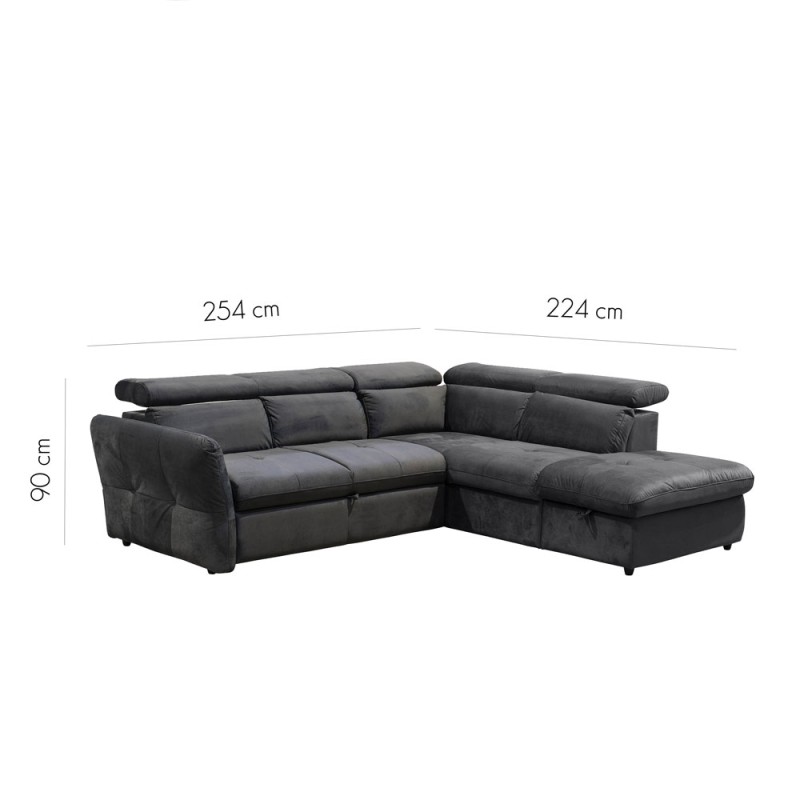 MONSERAT ΚΑΝΑΠΕΣ ΚΡΕΒΑΤΙ ΓΩΝΙΑ ΔΕΞΙΑ ΑΝΘΡΑΚΙ 254x224x90cm