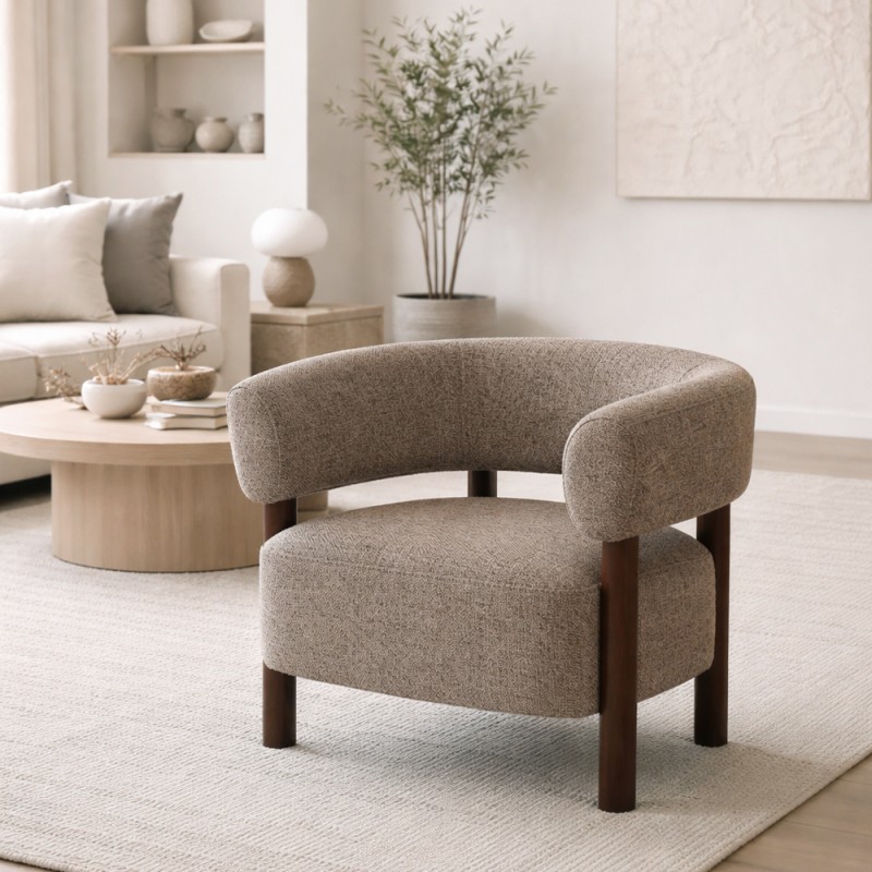 BELVEDERE ΠΟΛΥΘΡΟΝΑ ΚΑΦΕ BEIGE 73x69x70cm