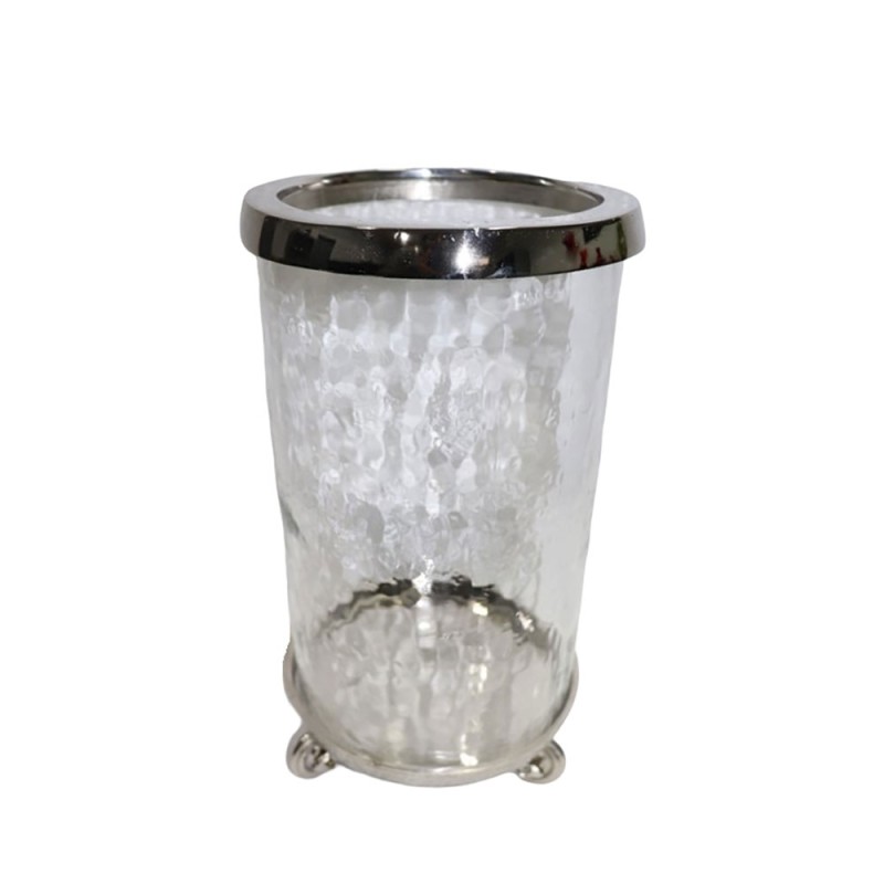 ARGENTUM ΒΑΣΗ ΡΕΣΩ 18x18x34cm ΓΥΑΛΙ ΔΙΑΦΑΝΟ ΑΣΗΜΙ ΑΛΟΥΜΙΝΙΟ