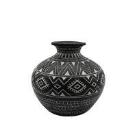 MAYA ΒΑΖΟ 25x25x22cm POLYRESIN ΜΑΥΡΟ ΛΕΥΚΟ