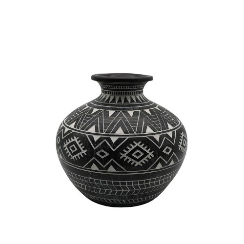 MAYA ΒΑΖΟ 25x25x22cm POLYRESIN ΜΑΥΡΟ ΛΕΥΚΟ