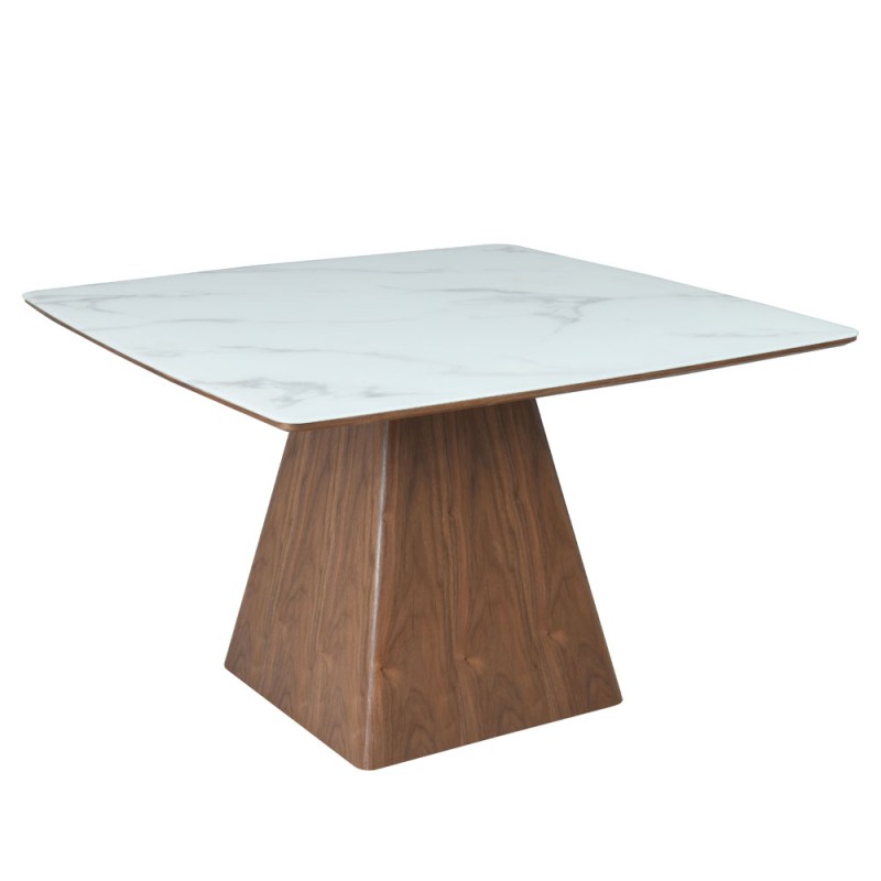 TOTEM ΤΡΑΠΕΖΙ ΚΑΡΥΔΙ ΛΕΥΚΟ ΜΕ ΟΨΗ ΜΑΡΜΑΡΟΥ 120x120x76cm