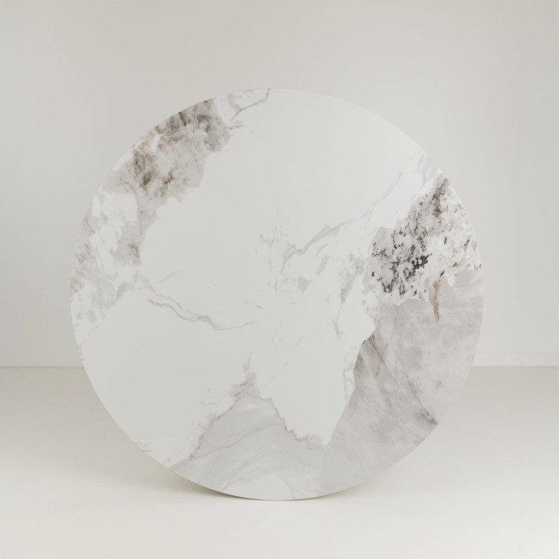 ATRIUM ΤΡΑΠΕΖΙ ΛΕΥΚΟ ΜΕ ΟΨΗ ΜΑΡΜΑΡΟΥ 110x110x76cm