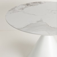 ATRIUM ΤΡΑΠΕΖΙ ΛΕΥΚΟ ΜΕ ΟΨΗ ΜΑΡΜΑΡΟΥ 110x110x76cm