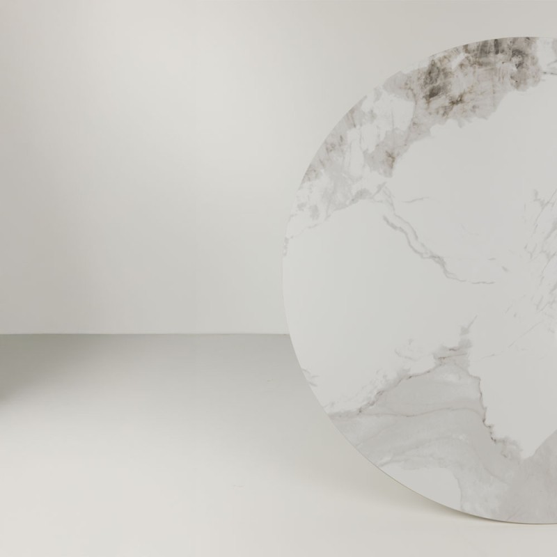 ATRIUM ΤΡΑΠΕΖΙ ΛΕΥΚΟ ΜΕ ΟΨΗ ΜΑΡΜΑΡΟΥ 110x110x76cm