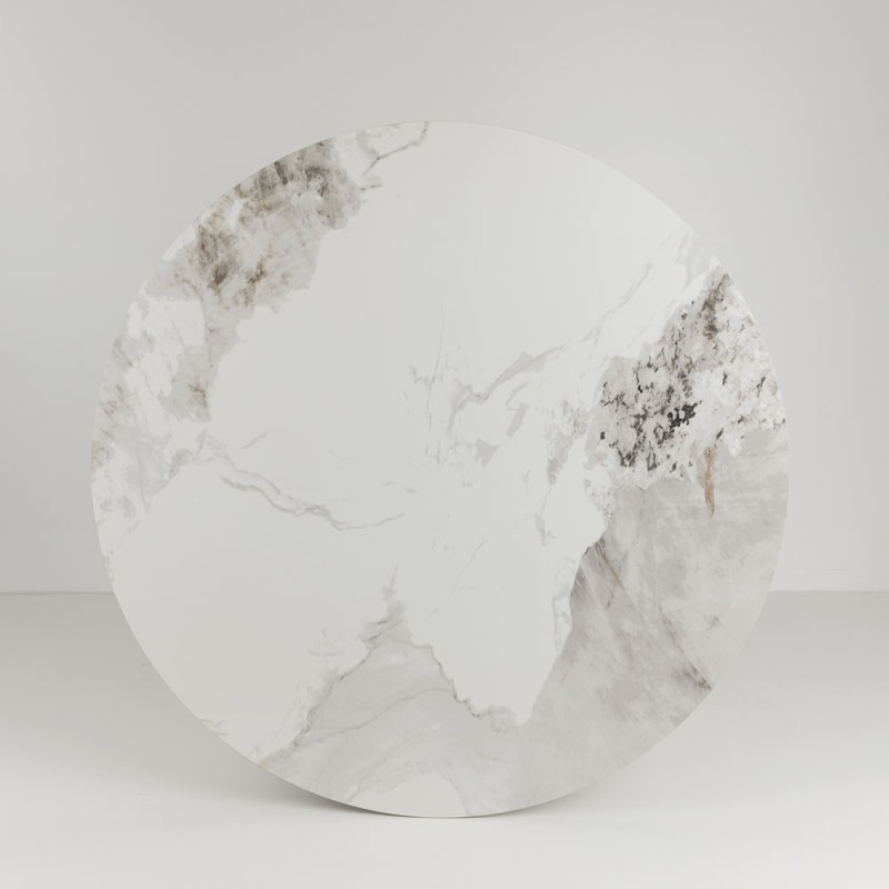 ATRIUM ΤΡΑΠΕΖΙ ΛΕΥΚΟ ΜΕ ΟΨΗ ΜΑΡΜΑΡΟΥ 110x110x76cm