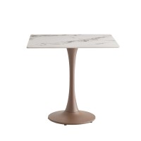 COCOA ΤΡΑΠΕΖΙ ΑΣΠΡΟ ΜΑΡΜΑΡΟ 80x80x75cm