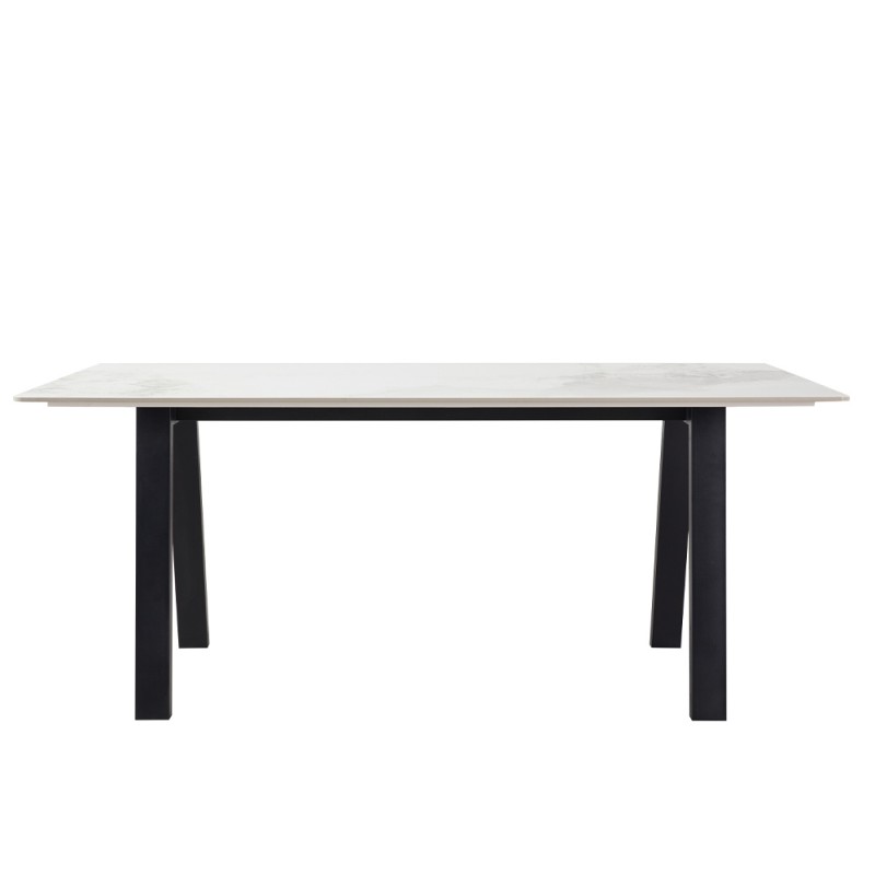 NOTTE ΤΡΑΠΕΖΙ ΛΕΥΚΟ ΠΕΤΡΑ ΜΑΥΡΟ 180x90x76cm