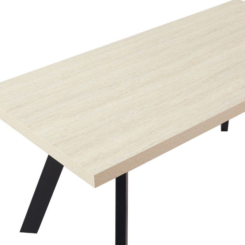 LITHOS ΤΡΑΠΕΖΙ BEIGE ΜΑΥΡΟ 160x80x76cm