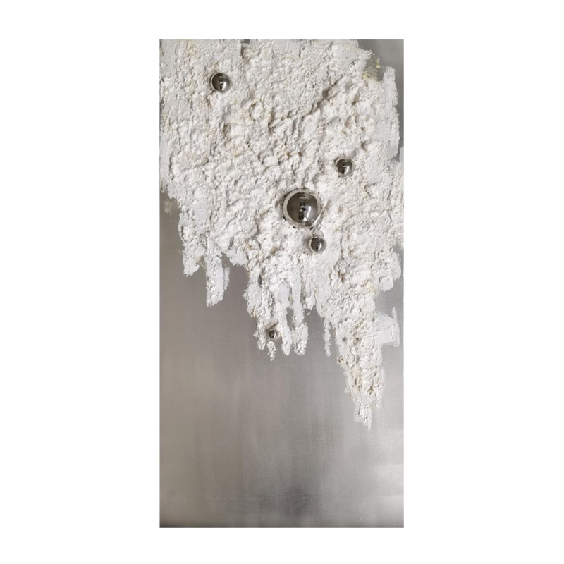 SILVER DROPS ΠΙΝΑΚΑΣ ΔΙΑΚΟΣΜΗΣΗΣ 72x142x5cm ΚΑΜΒΑΣ ΓΚΡΙ ΛΕΥΚΟ ΞΥΛΟ ΑΣΗΜΙ
