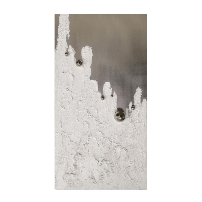 SILVER DROPS ΠΙΝΑΚΑΣ ΔΙΑΚΟΣΜΗΣΗΣ 72x142x5cm ΚΑΜΒΑΣ ΓΚΡΙ ΛΕΥΚΟ ΞΥΛΟ ΑΣΗΜΙ