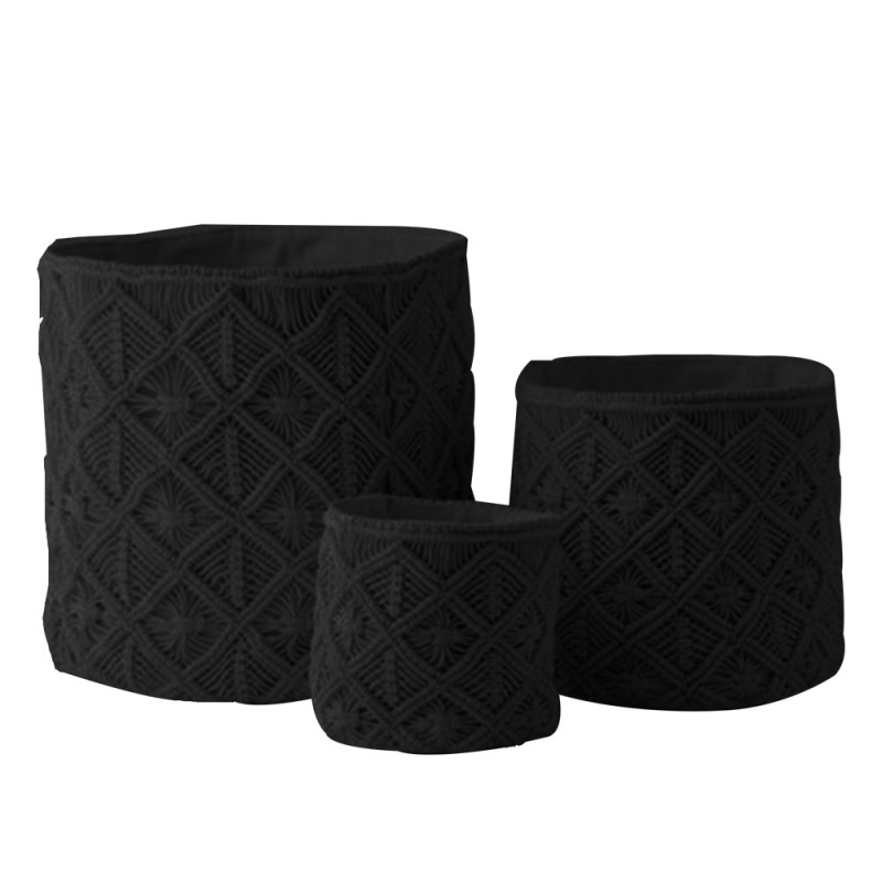 AL MANO ΚΑΛΑΘΙ SET 3ΤΜΧ 40x40x40cm ΒΑΜΒΑΚΙ ΜΑΥΡΟ POLYESTER