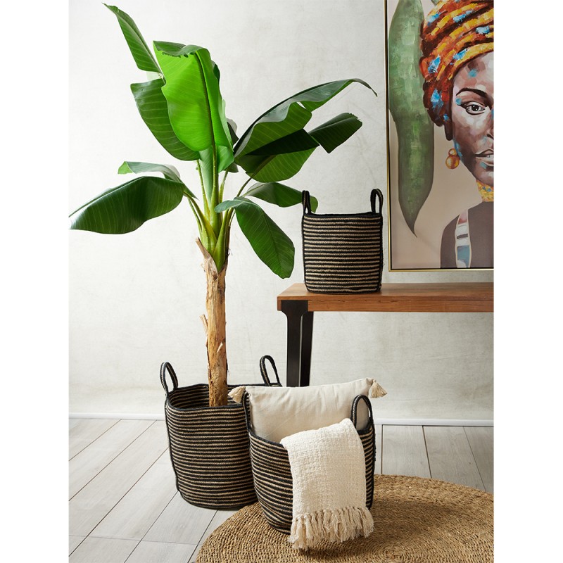 YIRMI ΚΑΛΑΘΙ SET 3ΤΜΧ 40x40x40cm ΓΙΟΥΤΑ ΦΥΣΙΚΟ ΜΑΥΡΟ