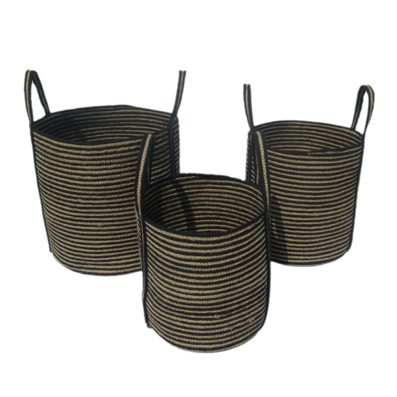 YIRMI ΚΑΛΑΘΙ SET 3ΤΜΧ 40x40x40cm ΓΙΟΥΤΑ ΦΥΣΙΚΟ ΜΑΥΡΟ