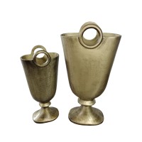 RENGO ΒΑΖΟ ΣΕΤ 2ΤΜΧ 26x14x52cm ΑΛΟΥΜΙΝΙΟ ΧΡΥΣΟ ΑΝΤΙΚΕ
