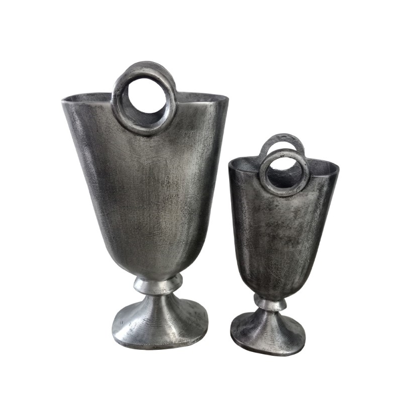 RENGO ΒΑΖΟ ΣΕΤ 2ΤΜΧ 26x14x52cm ΑΛΟΥΜΙΝΙΟ ΑΣΗΜΙ ΑΝΤΙΚΕ