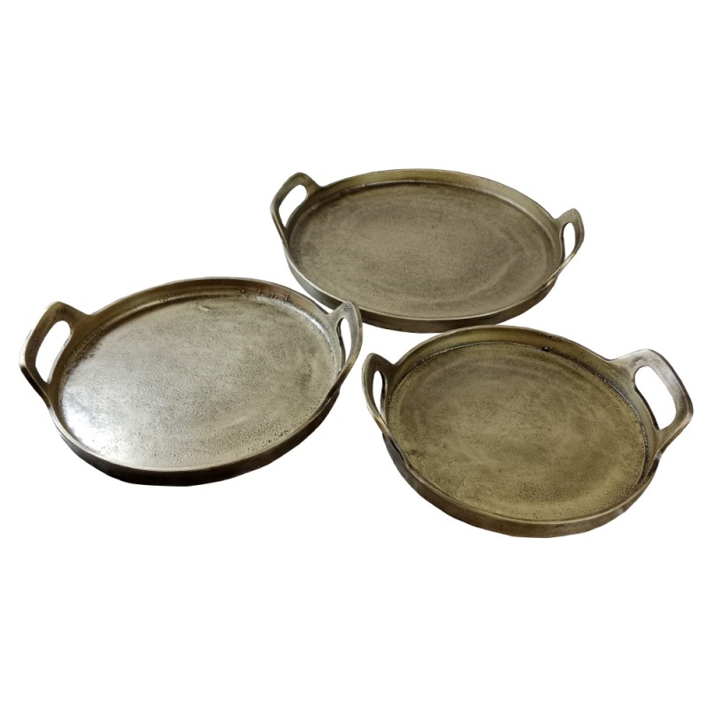 BATU ΔΙΣΚΟΣ SET 3ΤΜΧ 35x35x5cm ΑΛΟΥΜΙΝΙΟ ΧΡΥΣΟ ΑΝΤΙΚΕ