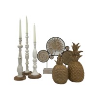 LA POUPEE ΚΗΡΟΠΗΓΙΟ SET 3ΤΜΧ 11x11x45cm ΜΕΤΑΛΛΟ ΛΕΥΚΟ ΦΥΣΙΚΟ ΞΥΛΟ