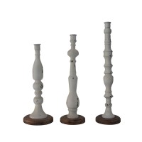 LA POUPEE ΚΗΡΟΠΗΓΙΟ SET 3ΤΜΧ 11x11x45cm ΜΕΤΑΛΛΟ ΛΕΥΚΟ ΦΥΣΙΚΟ ΞΥΛΟ