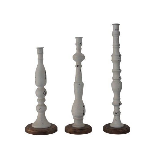 LA POUPEE ΚΗΡΟΠΗΓΙΟ SET 3ΤΜΧ 11x11x45cm ΜΕΤΑΛΛΟ ΛΕΥΚΟ ΦΥΣΙΚΟ ΞΥΛΟ