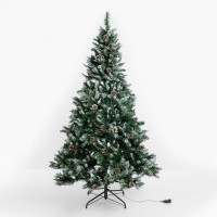 PINE ΧΡΙΣΤΟΥΓΕΝΝΙΑΤΙΚΟ ΔΕΝΤΡΟ ΧΙΟΝΙΣΜΕΝΟ ΜΕ LED 117x117x180cm PVC ΠΡΑΣΙΝΟ ΛΕΥΚΟ