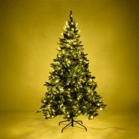 PINE ΧΡΙΣΤΟΥΓΕΝΝΙΑΤΙΚΟ ΔΕΝΤΡΟ ΧΙΟΝΙΣΜΕΝΟ ΜΕ LED 117x117x180cm PVC ΠΡΑΣΙΝΟ ΛΕΥΚΟ