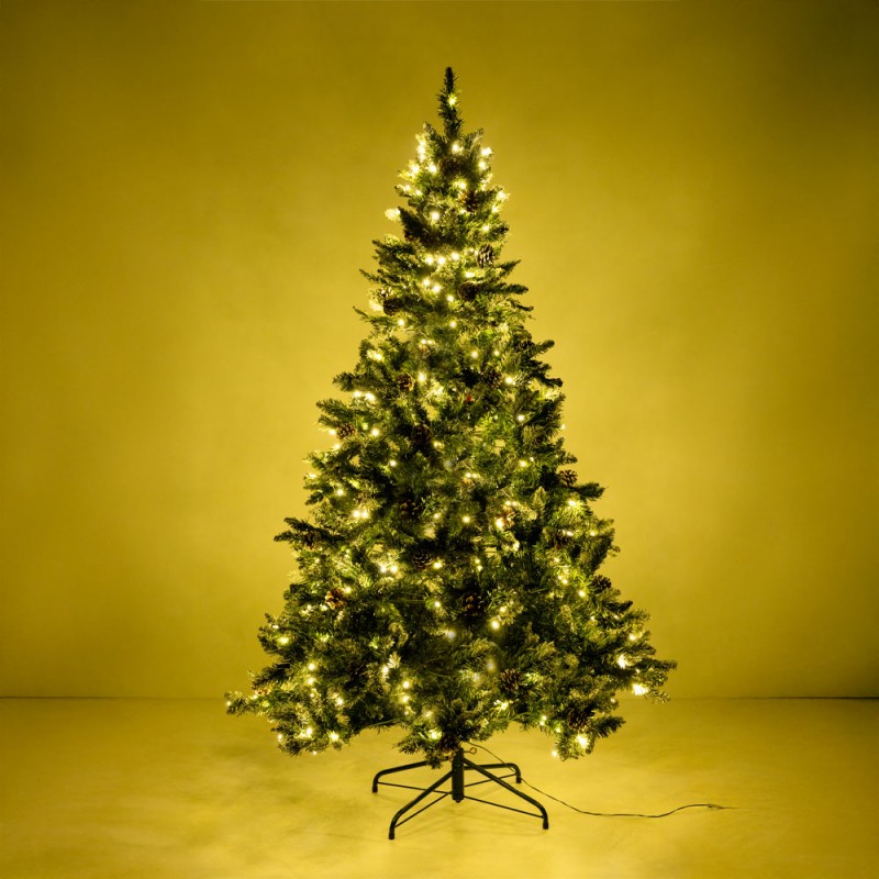 PINE ΧΡΙΣΤΟΥΓΕΝΝΙΑΤΙΚΟ ΔΕΝΤΡΟ ΧΙΟΝΙΣΜΕΝΟ ΜΕ LED 150x150x210cm PVC ΠΡΑΣΙΝΟ ΛΕΥΚΟ