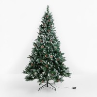 PINE ΧΡΙΣΤΟΥΓΕΝΝΙΑΤΙΚΟ ΔΕΝΤΡΟ ΧΙΟΝΙΣΜΕΝΟ ΜΕ LED 150x150x210cm PVC ΠΡΑΣΙΝΟ ΛΕΥΚΟ