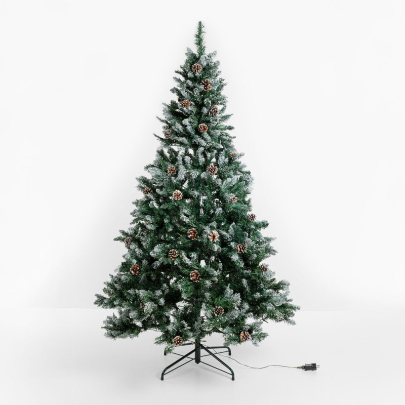 PINE ΧΡΙΣΤΟΥΓΕΝΝΙΑΤΙΚΟ ΔΕΝΤΡΟ ΧΙΟΝΙΣΜΕΝΟ ΜΕ LED 150x150x210cm PVC ΠΡΑΣΙΝΟ ΛΕΥΚΟ