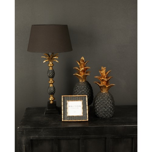 PINEAPPLE ΦΩΤΙΣΤΙΚΟ ΕΠΙΤΡΑΠΕΖΙΟ 30x30x57cm ΑΛΟΥΜΙΝΙΟ ΧΡΥΣΟ ΑΝΤΙΚΕ ΜΑΥΡΟ ΥΦΑΣΜΑ