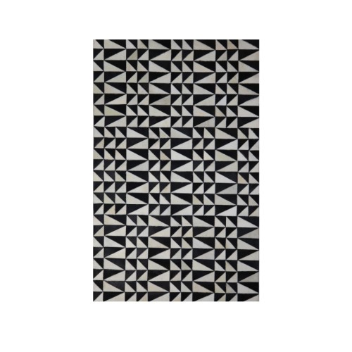 BLACK : WHITE ΧΑΛΙ ΣΑΛΟΝΙΟΥ 120x200cm ΔΕΡΜΑ ΜΑΥΡΟ ΛΕΥΚΟ ΜΑΛΛΙΝΟ