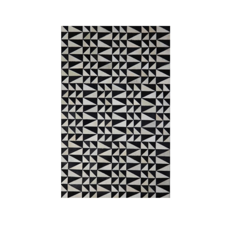 BLACK : WHITE ΧΑΛΙ ΣΑΛΟΝΙΟΥ 120x200cm ΔΕΡΜΑ ΜΑΥΡΟ ΛΕΥΚΟ ΜΑΛΛΙΝΟ