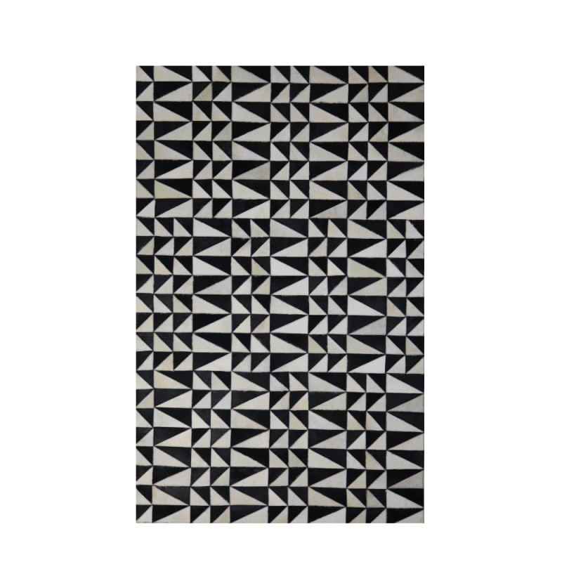 BLACK : WHITE ΧΑΛΙ ΣΑΛΟΝΙΟΥ 170x240cm ΔΕΡΜΑ ΜΑΥΡΟ ΛΕΥΚΟ ΜΑΛΛΙΝΟ