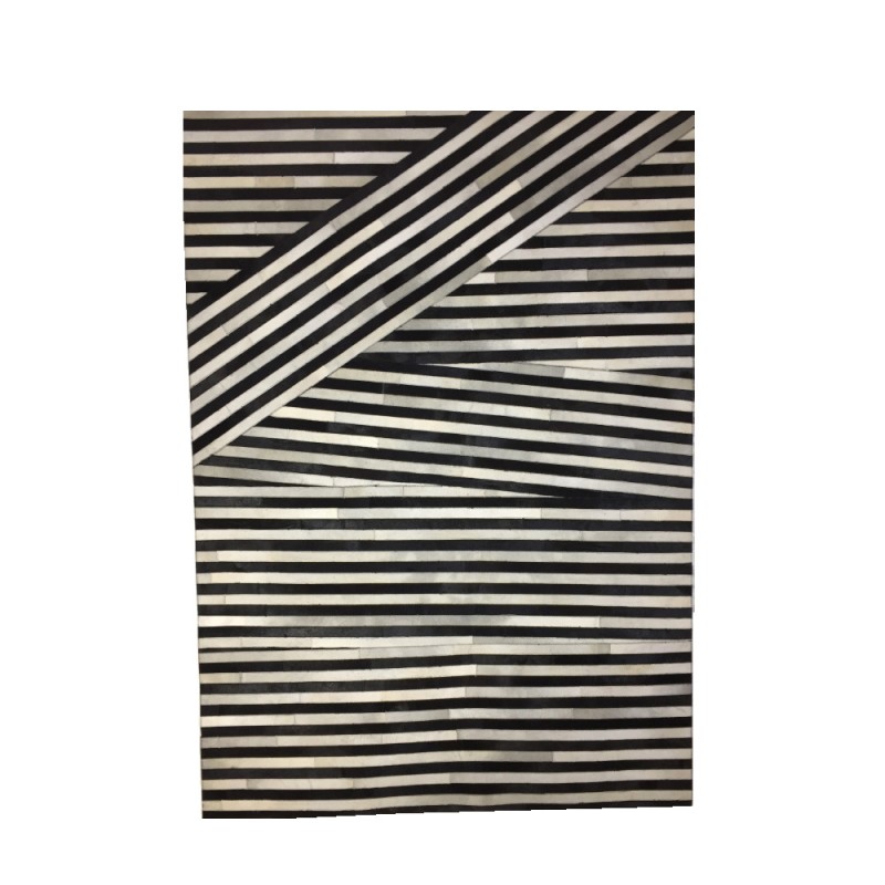 ZEBRA ΧΑΛΙ ΣΑΛΟΝΙΟΥ 170x240cm ΔΕΡΜΑ ΜΑΥΡΟ ΛΕΥΚΟ ΜΑΛΛΙΝΟ