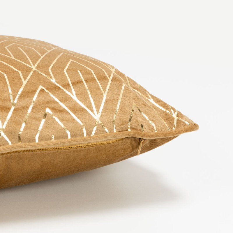FAMA ΔΙΑΚΟΣΜΗΤΙΚΟ ΜΑΞΙΛΑΡΙ 45x45cm ΒΕΛΟΥΔΟ CARAMEL ΧΡΥΣΟ