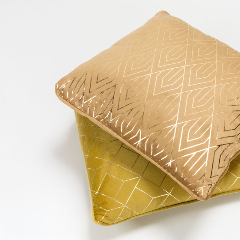 FAMA ΔΙΑΚΟΣΜΗΤΙΚΟ ΜΑΞΙΛΑΡΙ 45x45cm ΒΕΛΟΥΔΟ CARAMEL ΧΡΥΣΟ