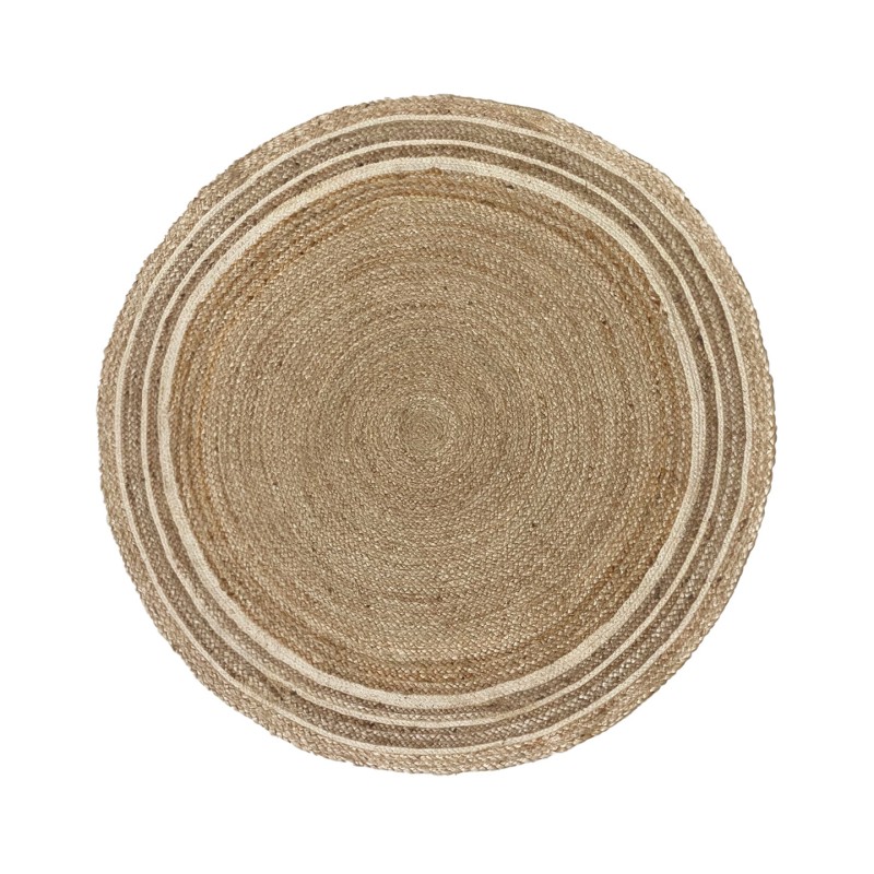 HARTU ΧΑΛΙ ΣΑΛΟΝΙΟΥ ΣΤΡΟΓΓΥΛΟ 150x150cm ΓΙΟΥΤΑ ΦΥΣΙΚΟ ΛΕΥΚΟ