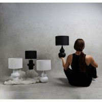 CLOQUE ΦΩΤΙΣΤΙΚΟ ΕΠΙΤΡΑΠΕΖΙΟ 30x30x46cm ΚΕΡΑΜΙΚΟ ΜΑΥΡΟ ΥΦΑΣΜΑ ΜΑΥΡΟ