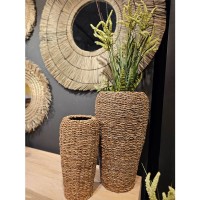 NEREA TALL ΓΛΑΣΤΡΑ SET 3ΤΜΧ 43x43x70cm SEAGRASS ΦΥΣΙΚΟ ΜΕΤΑΛΛΟ
