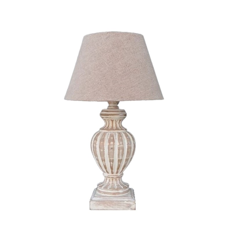 EMERIC ΦΩΤΙΣΤΙΚΟ ΕΠΙΤΡΑΠΕΖΙΟ 13x13x48cm ΞΥΛΟ ΛΕΥΚΟ ΑΝΤΙΚΕ ΥΦΑΣΜΑ ΜΠΕΖ