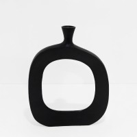 ABSTRACT OVAL ΒΑΖΟ 37x6x50cm ΑΛΟΥΜΙΝΙΟ ΜΑΥΡΟ