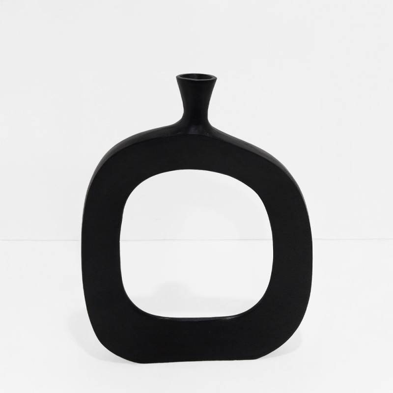 ABSTRACT OVAL ΒΑΖΟ 37x6x50cm ΑΛΟΥΜΙΝΙΟ ΜΑΥΡΟ