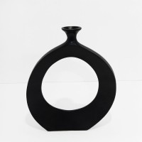 ABSTRACT CIRCLE ΒΑΖΟ 37x5x45cm ΑΛΟΥΜΙΝΙΟ ΜΑΥΡΟ