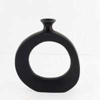 ABSTRACT CIRCLE ΒΑΖΟ 26x4x31cm ΑΛΟΥΜΙΝΙΟ ΜΑΥΡΟ