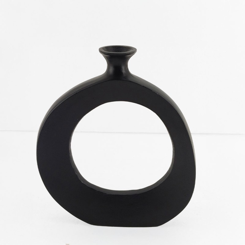 ABSTRACT CIRCLE ΒΑΖΟ 26x4x31cm ΑΛΟΥΜΙΝΙΟ ΜΑΥΡΟ