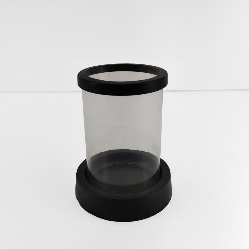 TITUL ΚΗΡΟΠΗΓΙΟ 14x14x18cm ΑΛΟΥΜΙΝΙΟ ΜΑΥΡΟ ΔΙΑΦΑΝΟ ΓΥΑΛΙ