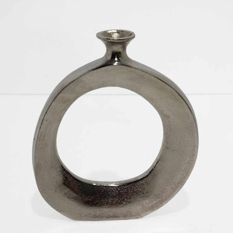 ABSTRACT CIRCLE ΒΑΖΟ 26x4x31cm ΑΛΟΥΜΙΝΙΟ SILVER NICKEL