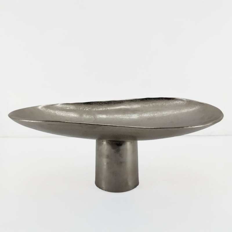 DUNE ΠΛΑΤΩ ΜΕ ΠΟΔΙ 46x26x18cm ΑΛΟΥΜΙΝΙΟ SILVER NICKEL
